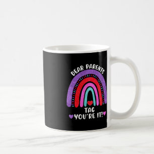 Caneca De Café Caros Pais Marcam Sua Coração Arco-Íris Escola De 
