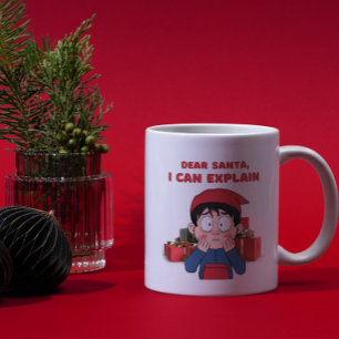 Caneca De Café Caros Papais noeis, Eu Posso Explicar A Culpada De