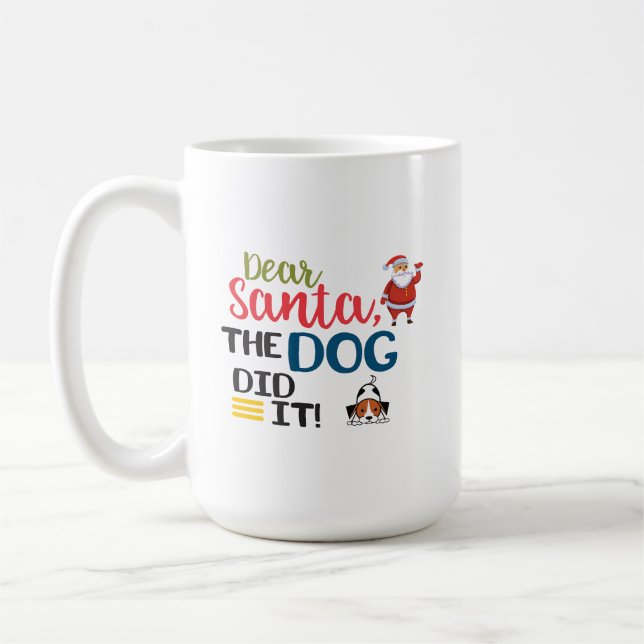Caneca De Café Caros Papais noeis, O Cachorro Fez Engraçado Simpl (Esquerda)