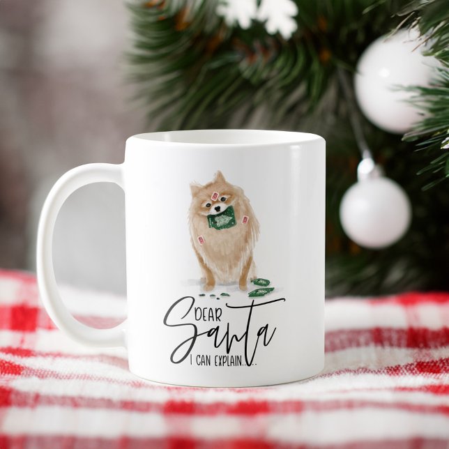 Caneca De Café Caros Papais noeis Que Posso Explicar. Cachorro Ma (Dear Santa I Can Explain.. Naughty Dog Watercolor Coffee Mug)