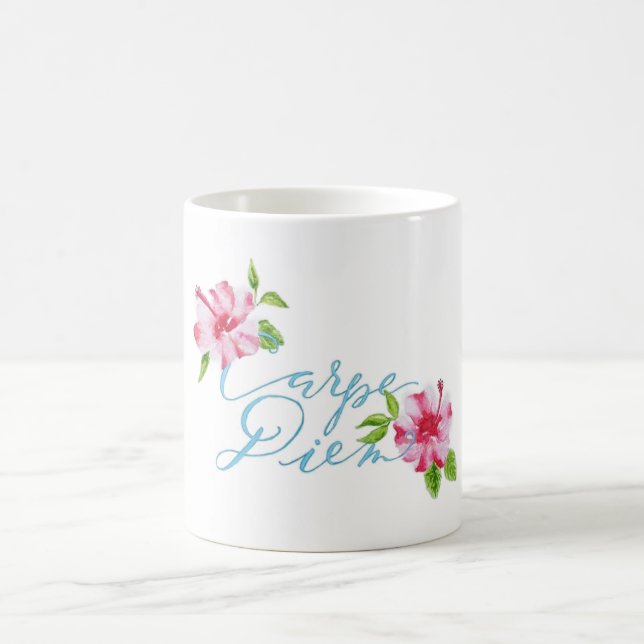 Caneca De Café Carpe diem agite o dia hibiscus Mug (Centro)