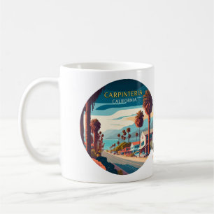 Caneca De Café Carpinteria California Sunset Palm Trees Retro