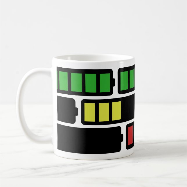 Caneca De Café Carregando Bateria Red Green Caffeine Mug (Esquerda)