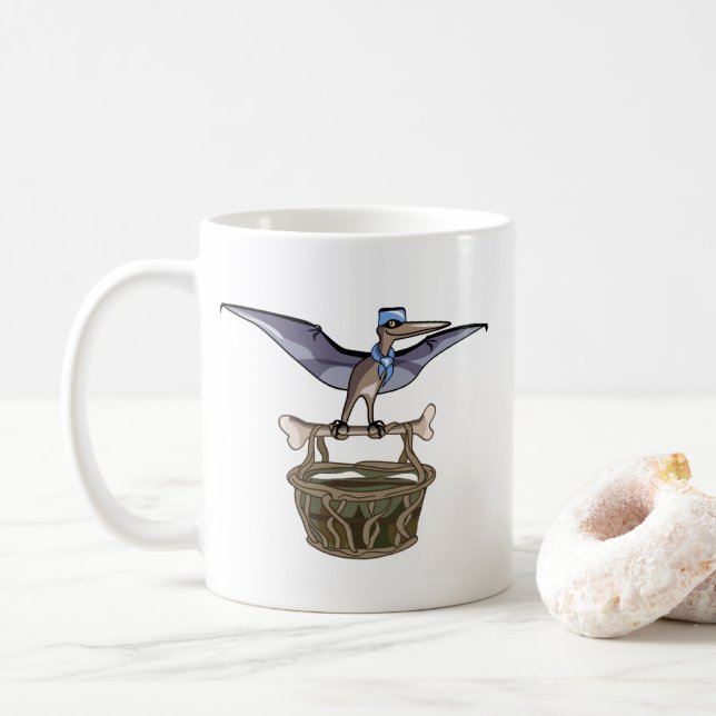 Caneca De Café Carregando Pteranodon A Cesta (Com Donut)