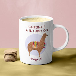 Caneca De Café Carregar De Cafeinato Em Llama Alpaca Animal Desen