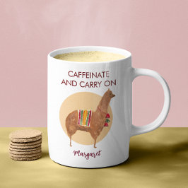 Caneca De Café Carregar De Cafeinato Em Llama Alpaca Animal Desen