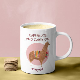 Caneca De Café Carregar De Cafeinato Em Llama Alpaca Animal Desen