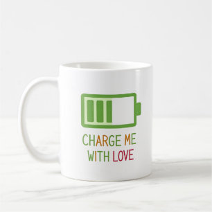 Caneca De Café Carregue-me com Ícone de Bateria de Amor para Casa