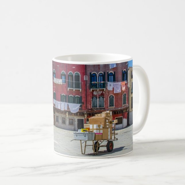 Caneca De Café Carrinho com caixas em Veneza (Frente Esquerda)