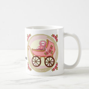 Caneca De Café Carrinho de Bebê Menina Macaco de Meia