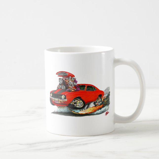 Caneca De Café Carro 1969 Vermelho-Preto de Camaro Z28 (Direita)