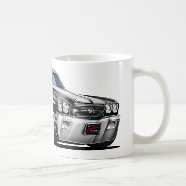 Caneca De Café Carro 1970 Preto-Branco de Chevelle (Direita)