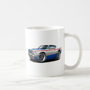 Caneca De Café Carro 1970 Vermelho-Branco-Azul da máquina rebelde