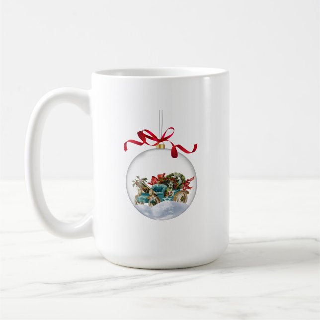 Caneca De Café Carro Antigo em uma Bolha de Natal Transparente (Esquerda)