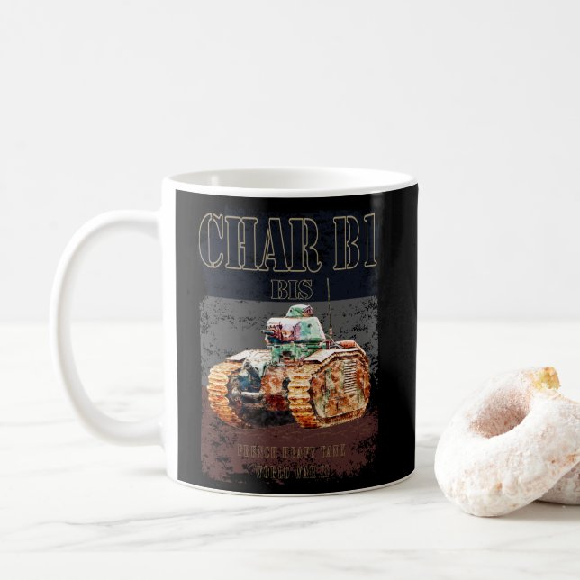 Caneca De Café Carro B1 Bis Tanque pesado francês da Segunda Guer (Com Donut)