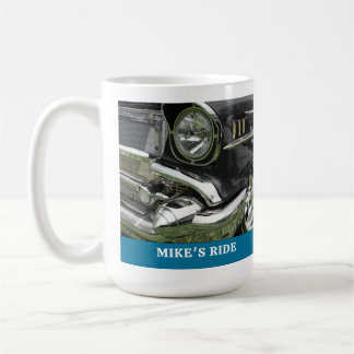 Caneca De Café Carro Chevy Preto 1957, Nome/Mensagem, Sua Foto/Ar