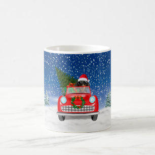 Caneca De Café Carro Condutor De Cães De Dachshund No Natal Da Ne
