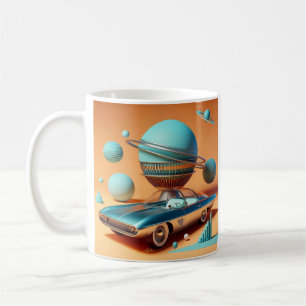 Caneca De Café Carro Cruiser de Visão Celeste Futurista Atômico