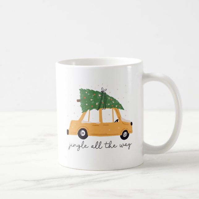 Caneca De Café Carro De Árvore De Pinho De Natal (Direita)