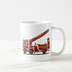 Caneca De Café Carro de bombeiros de gancho e de escada
