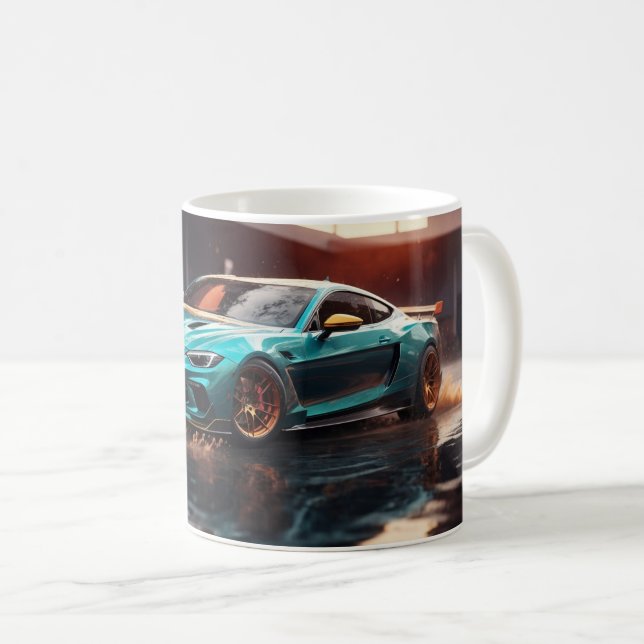 Caneca De Café Carro de esporte clássico azul (Frente Esquerda)
