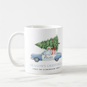 Caneca De Café Carro de Natal de Policial Moderno Personalizado