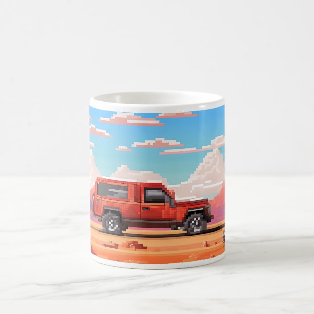 Caneca De Café Carro de Pixel Art no Deserto (Centro)