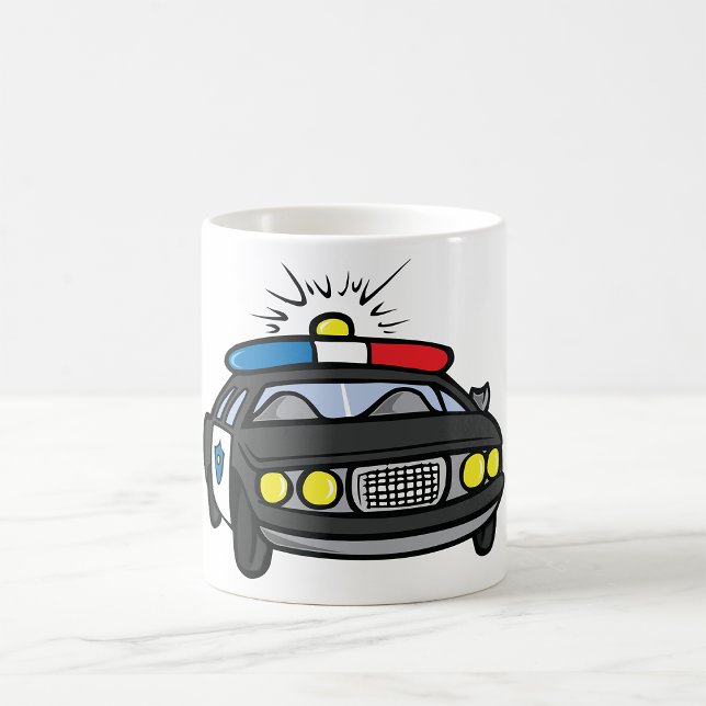 Caneca De Café Carro de Polícia com Luzes de Sirene Piscando (Criador carregado)