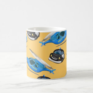 Caneca De Café Carro de Polícia e helicóptero