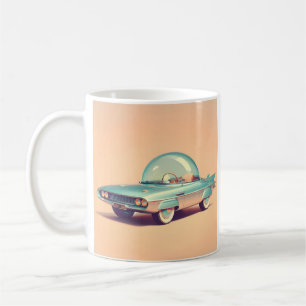 Caneca De Café Carro Espacial de Bolhas Futurísticas Atômicas