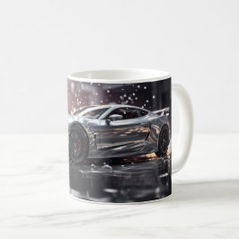 Caneca De Café Carro Esportivo Prata Veloz Derrapando