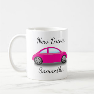 Caneca De Café Carro Rosa Personalizado - Nova Licença de Condut