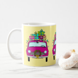 Caneca De Café Carro roxo com presentes de Natal