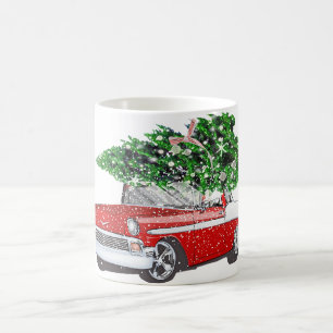 Caneca De Café carro vintage com Árvore de Natal