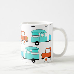 Caneca De Café Carro vintage Laranja Turquoise do Retro Camping T