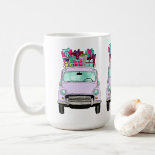 Caneca De Café Carro Violeta com presentes de Natal
