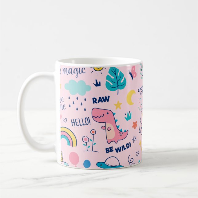 Caneca De Café Carroçaria colorida e padrão de palavras (Esquerda)