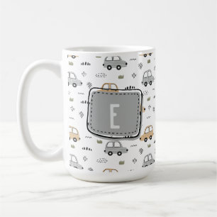Caneca De Café Carros de Desenho Animado Fofo Monograma Personali
