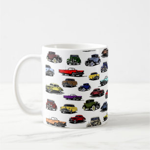 Caneca De Café Carros vintage Ilustrações Padrão Aleatório