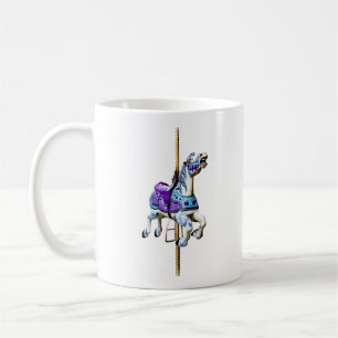Caneca De Café Carrossel Cavalo Vestido em Lavanda e Azul