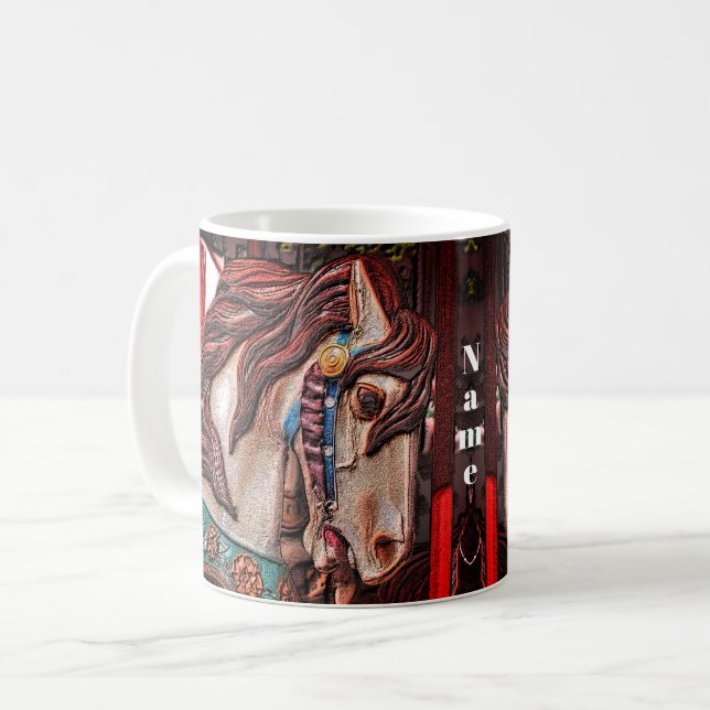 Caneca De Café Carrossel Horse Pencil Art Personalizado (Frente Esquerda)