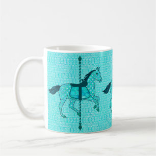 Caneca De Café Carrossel Horse - Turquesa e Aqua