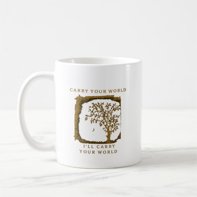 Caneca De Café Carry Your World – Design Dourado (Esquerda)
