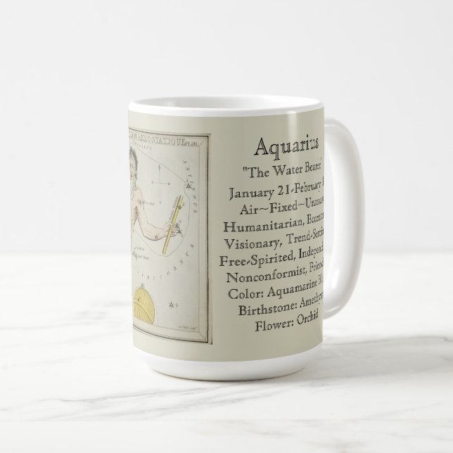 Caneca De Café Carta Astronômica Antiga do Zodíaco de Aquário (Frente Esquerda)