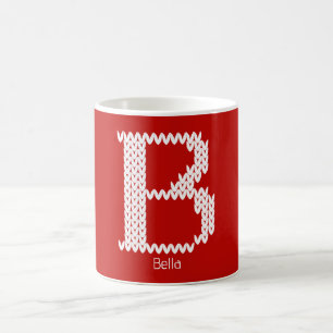 Caneca De Café Carta B do Alfabeto de Tricô Aconchegante