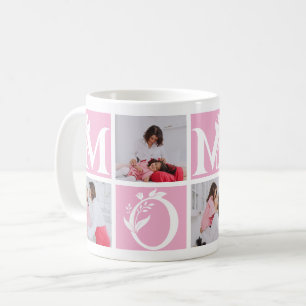 Caneca De Café Carta da Mamãe Cor Editável Floral Dia das Mães