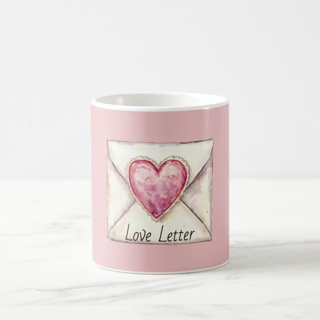 Caneca De Café Carta de Amor Coração (Centro)
