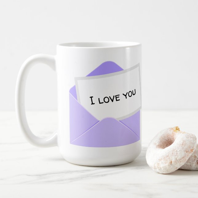 Caneca De Café Carta de Eu Te Amo (Com Donut)