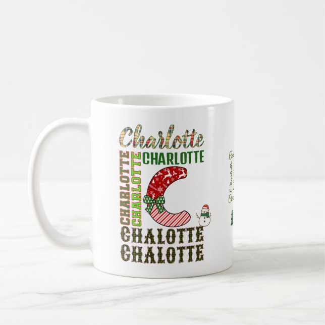 Caneca De Café Carta de Natal C, Nome Charlotte  (Esquerda)