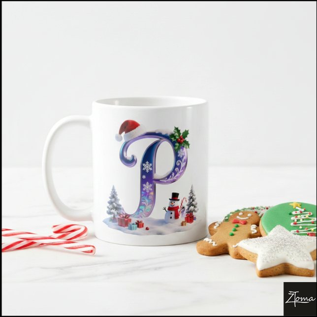 Caneca De Café Carta de Natal Iridescente P com Boneco de Neve (Criador carregado)